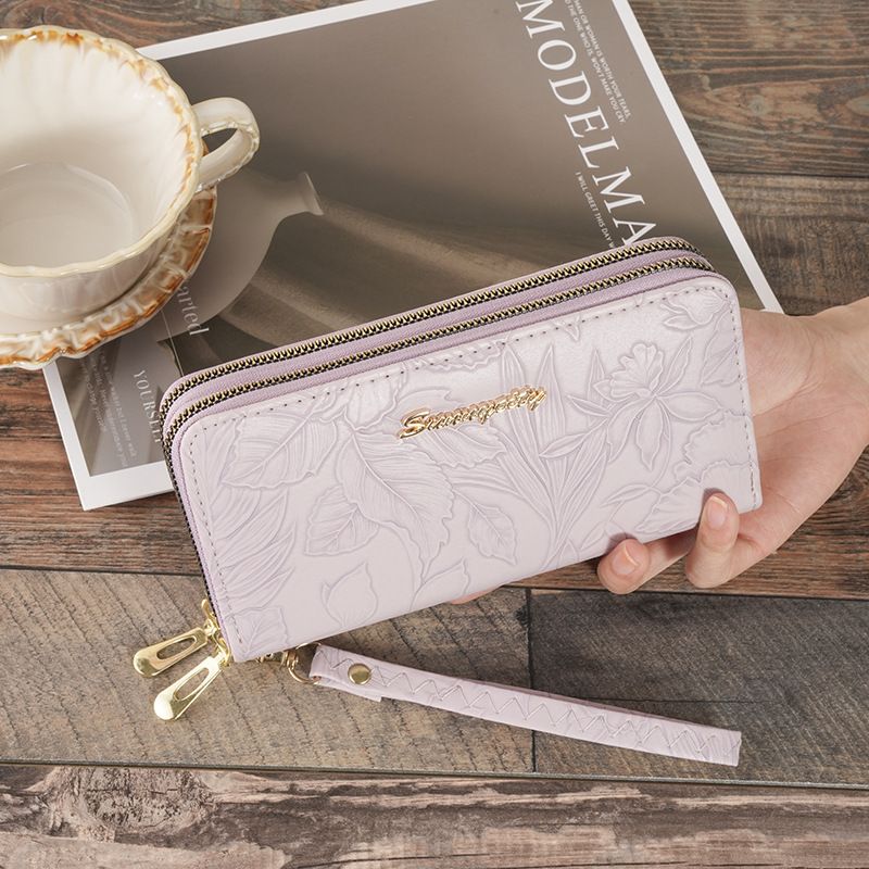 Wallet Card Cases Double Pull Wallet For Women, Embossed Elegant Fashion High End Coin Purse With Multiple Card Slots, Double Layer Clutch Bag_viptrois.com