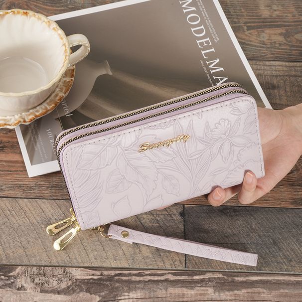 Wallet Card Cases Double Pull Wallet For Women, Embossed Elegant Fashion High End Coin Purse With Multiple Card Slots, Double Layer Clutch Bag_viptrois.com