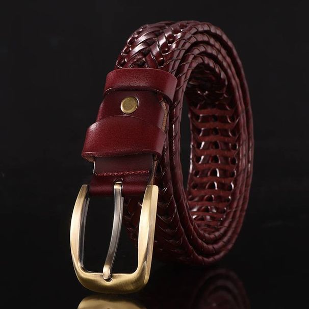 Leather belt Men men's leather belt hand-woven casual all simple stylish trouser belt all fashion_viptrois.com