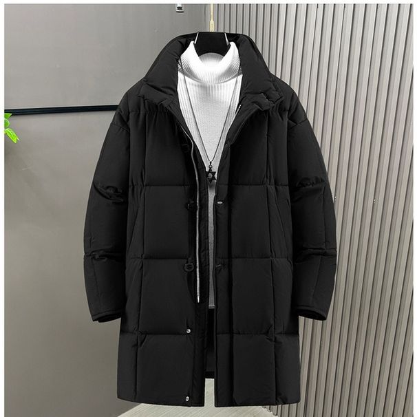 Korean Longline Padded Coat – Slim Fit Winter Jacket With Quilted Insulation (L-5XL, Black)_viptrois.com