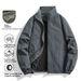 Men's Water-Resistant Softshell Jacket - Lightweight Outdoor Work Coat With Stand Collar, Windproof & Durable For Hiking, Travel & Daily Wear_viptrois.com