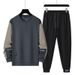 "Men's Jogger Set – Thickened Fleece-Lined Sweatsuit For Gym & Running (White/Grey/Khaki/Black) – Stretch Polyester Athletic Outfit M-5XL"_viptrois.com