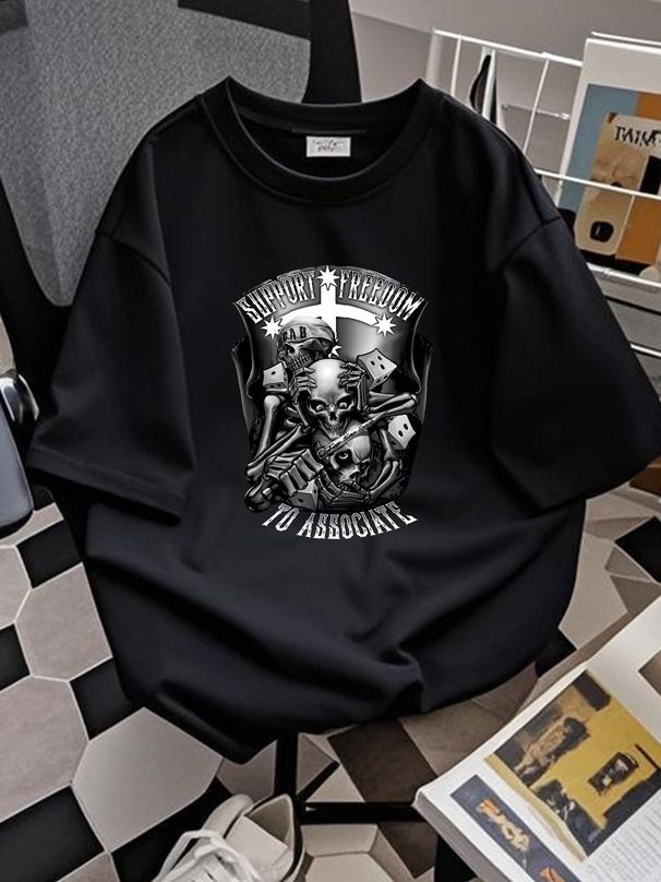 BIKER FREEDOM TO ASSOCIATE NO VLAD T SHIRT 3 SKULLS SEE NO SPEAK NO HEAR NO EVIL Streetwear Homme Breathable Designer Clothes Summer Casual_viptrois.com
