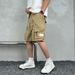 men's Quick-drying summer multi-pocket thin solid color simple loose cargo shorts men's five-point casual trendy brand sweatpants_viptrois.com