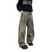 Men's Clothing Loose Pleated Patchwork Distressed Workwear Jeans Casual Wide Leg Silhouette Scimitar Pants_viptrois.com