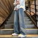 Men's Clothing Starry Sky Pattern Jeans Niche Design Straight Flared Wide Leg Pants_viptrois.com