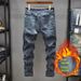 Men's Clothing Stretch Jeans Ripped Trendy Versatile Slim Simple Skinny Pants_viptrois.com