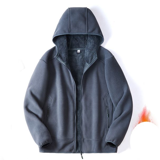 Men's Clothing Plush And Thick Hooded Polar Fleece Jacket Men's Autumn And Winter New Zipper Cardigan Fleece Warm Men's Fashion Tops_viptrois.com