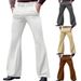 Men's Clothing Youth Formal Business Solid Color Elastic Slim Fit Flared Suit Pants_viptrois.com