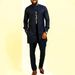 "Men's African Ethnic Style Embroidered Suit 2-Piece Set, Elegant Long Sleeve Wedding & Holiday Attire, Polyester Fabric, S-XXL"_viptrois.com