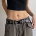 Carved Head Y2K Spicy Girl, Black PU Leather, No Punching, Versatile Silver Buckle, Wide Belt, Same Style for Men and_viptrois.com
