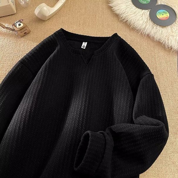 Men's Clothing Bottoming Shirt For Men, Winter Plus Velvet, Youth Pullover Sweatshirt, Trendy Brand, 2024 New Long Sleeved T Shirt_viptrois.com
