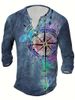 Unbeatable Quality Summer Digital Printed Youth Henley Shirt 7-Button Men's Casual Long Sleeve_viptrois.com
