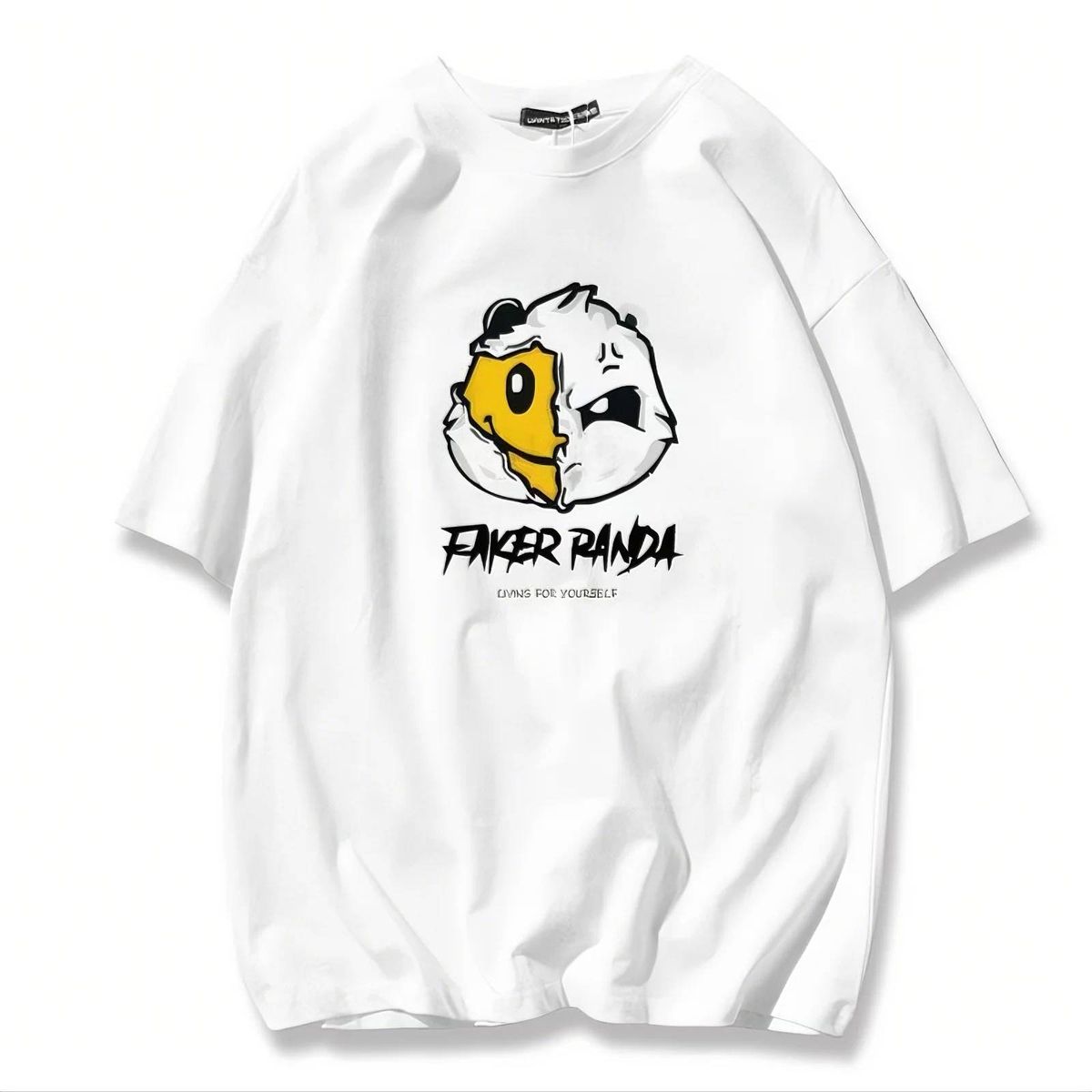 Casual Urban Fashion For Men & Women Panda Graphic Print T-Shirt Oversized Relaxed Fit 100% Cotton Unisex Streetwear_viptrois.com