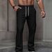 Men's Casual Jogger Pants With Drawstring Waist, Side Pockets & Embroidery Detail - Soft & Comfortable Polyester Trousers For Everyday Wear_viptrois.com