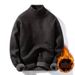 Men's Clothing Fleece Lined Men's Fleece-Lined Knit Sweater, Semi-Turtle Neck Thermal Base Layer, Winter Warm Pullover For Casual & Business_viptrois.com
