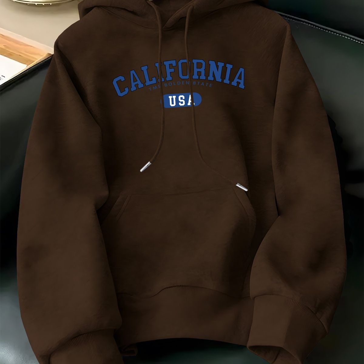 Men's Autumn And Winter Casual Fashion Loose Hooded Sweatshirt California Classic Letter Print Warm Long Sleeved Pullover_viptrois.com