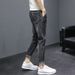 Men's Cropped Jeans Spring Summer Thin Slim Fit Stretch Skinny Korean Style Versatile Trendy Long Pants_viptrois.com