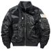 Men's Flight Jacket - Oversized Tactical Bomber Jacket With Stand Collar Embroidered Baseball Style Waterproof & Windproof (Khaki, Black, Army Green)_viptrois.com