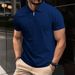 Men's Performance Knit Polo Shirt – Breathable Semi-Zip Sport Top (White/Grey/Khaki/Black/Navy) – S-XXXL_viptrois.com