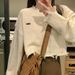 "Women's Cropped Knit Sweater With Distressed Details - Retro Oversized Pullover, Loose Boho Style, S-5XL (Beige)"_viptrois.com