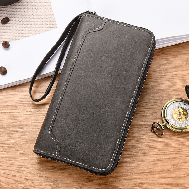 Men's Bags New Men's Long Zipper Wallet With Multiple Card Slots, Simple Leather Clutch, Large Capacity Men's Wallet_viptrois.com