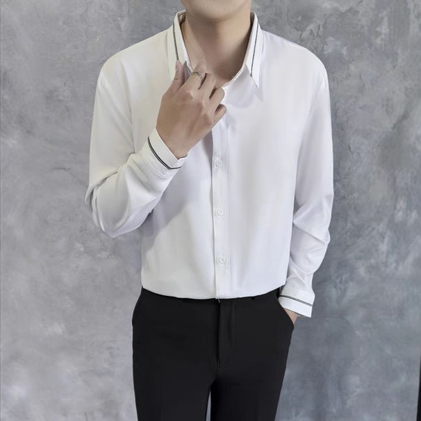 Long Sleeved Shirt For Men In Spring And Autumn, Light Mature Style, Slim Fit, Business Interior, Suit Shirt_viptrois.com