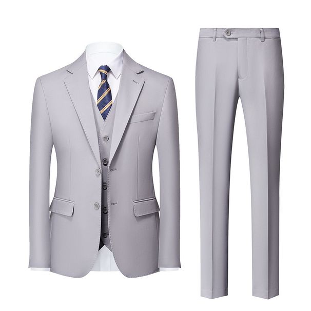 Men's Clothing Slim Suit Blue Gray Casual Studio Photo Three Piece Suit_viptrois.com