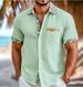 Men's Clothing Shirt Beach Vacation Pocket Loose Contrast Color Print Short Sleeved Shirt_viptrois.com