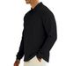 Men's Loose Fit Jacquard Polo Shirt With Lapel Collar - Business Casual Ribbed Knit Top For Office & Commute_viptrois.com