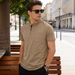Men's Classic Fit Polo Shirt, Breathable Cotton Blend Short Sleeve Top With Button-Up Collar For Casual Summer Wear_viptrois.com