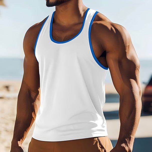 25 New American Style Inner Wear Slim Fit Casual Sports Men's Summer Base Layer Color Block Sweat Vest_viptrois.com