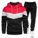 2025 New Fashion Cross-Border Trade Men's Sweatshirt Casual Sports Color Block Autumn Winter Hooded Set_viptrois.com