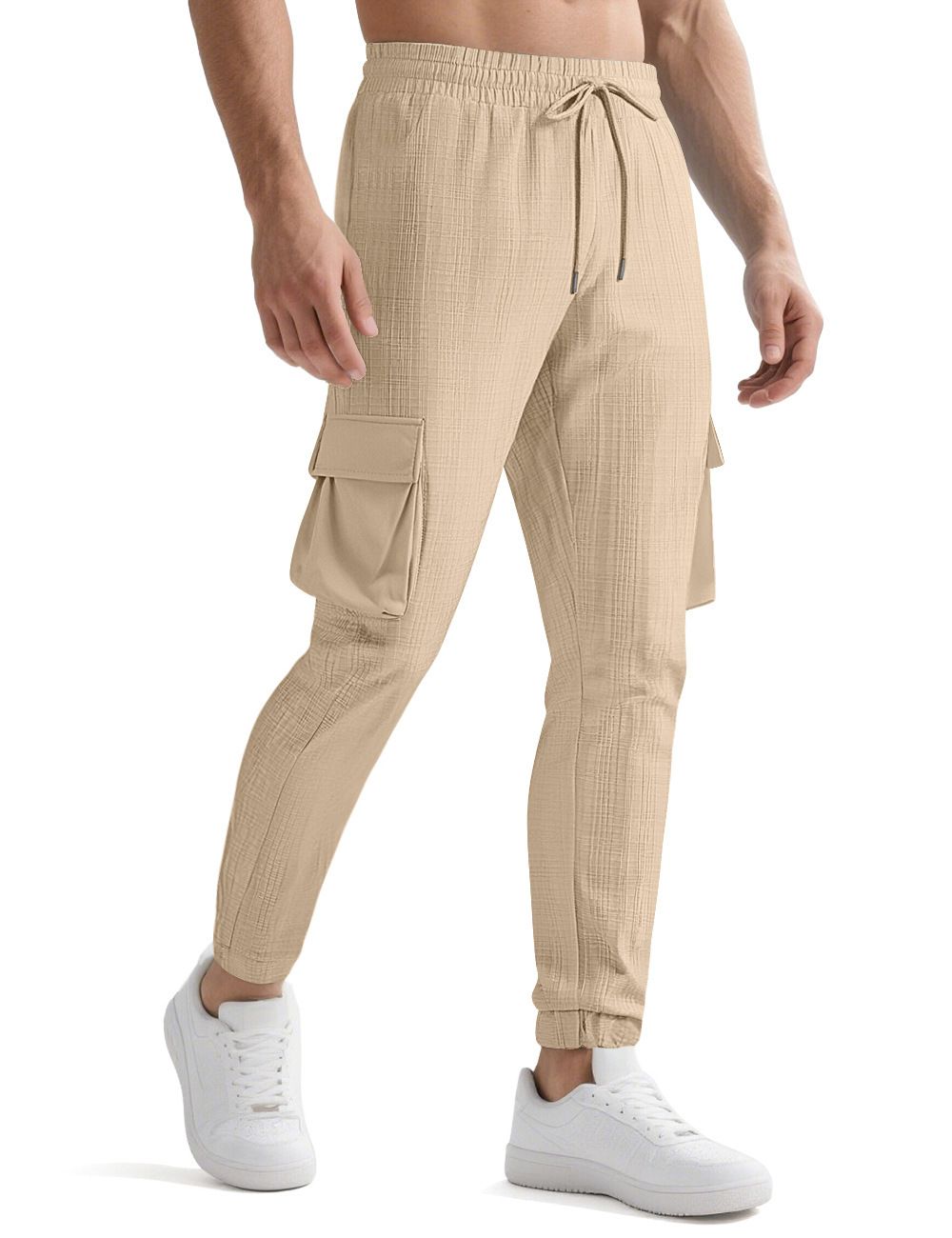 Men's Cargo Jogger Pants - Stylish Multi-Pocket Workwear Pants With Adjustable Drawstring For Streetwear & Outdoor_viptrois.com