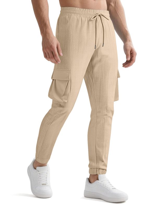 Men's Cargo Jogger Pants - Stylish Multi-Pocket Workwear Pants With Adjustable Drawstring For Streetwear & Outdoor_viptrois.com
