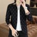 Men's Clothing Korean Style Cardigan Sweater - Lightweight Knit Open Front Coat, Casual Loose Fit, Stretch Comfort For Spring & Autumn_viptrois.com