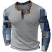 Unbeatable Quality Men's T-shirt 3D Men's New Digital Printed Three Button Long Sleeved Henry Top_viptrois.com