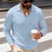 Men's Oversized V-Neck Polo Shirt – Heavyweight Casual Long Sleeve Top For Urban Style & Comfort_viptrois.com