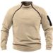 Men's Fleece Pullover Sweatshirt - 280g Heavyweight Tactical Outdoor Hoodie, Loose Fit, Solid Color, Long Sleeve, For Sports & Casual Wear (Black,_viptrois.com