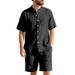 Men's Clothing Linen Loose Beach Short Sleeved Shorts Shirt_viptrois.com