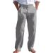 Men's Cotton Linen Drawstring Pants With Button Details - Straight Leg Casual Trousers For Summer & Beach - Breathable Solid Color Long Pants S-XXXL_viptrois.com