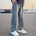 Men's Clothing Autumn/Winter Retro Jeans For Men And Women: Drawstring Elastic Fit, Trendy, Versatile, Loose Fit, Casual Straight Leg Pants_viptrois.com