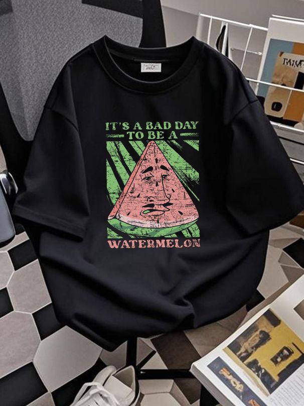 It's A Bad Day To Be Watermelon T Shirt Summer FruiT Lover Citrullus Lanatus Sliced Designer Clothes Breathable Versatile Streetwear Graphic_viptrois.com