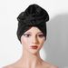 Solid & Multi-Color Silk Headscarf – Women's Fashionable Large Flower Turban Hat (Indian-Style Pleated Headwear, Bright & Elegant)_viptrois.com