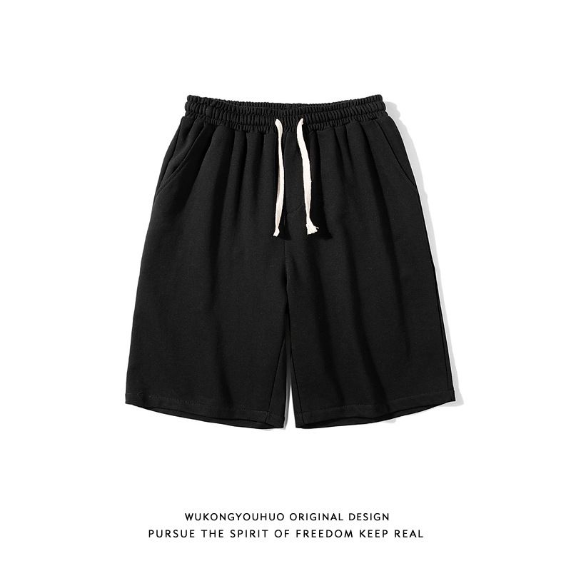 Japanese Harajuku Style Solid Color Casual Shorts For Men - Loose Fit Breathable Summer Short Pants With Elastic Waistband_viptrois.com