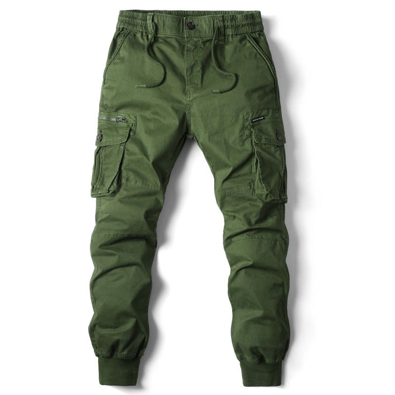 Men's Workwear Pants Trend Style Youth Oversized Solid Color Leggings With Multiple Pockets_viptrois.com