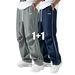 Men's Straight Leg Drawstring Casual Pants Summer Style Commuter Trendy Versatile Solid Color Commuter Pants_viptrois.com