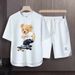 Men's Clothing 2024 Waffle Casual Summer Suit Men's Loose Teen Short sleeved T shirt Shorts Handsome Two piece Suit_viptrois.com