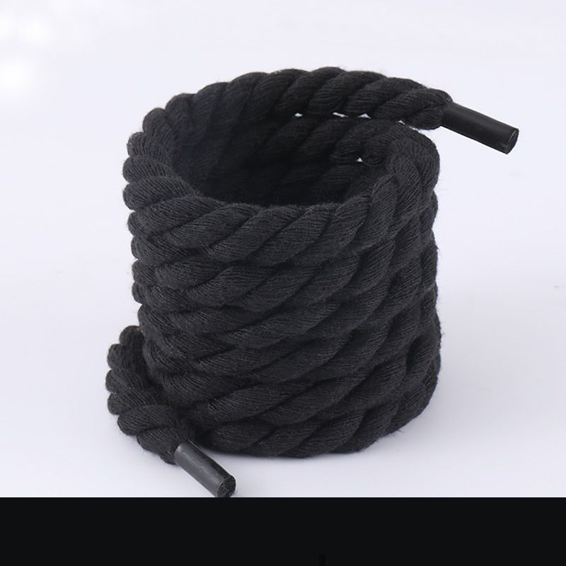 Shoe Accessories Rope Shoelaces Thick Round Men And Women Black Warrior Black Powder Beige Shoelaces_viptrois.com