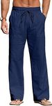 2025 Men's Linen Casual Long Pants, Large-sized Loose Drawstring Pocket Beach Pants For Men_viptrois.com